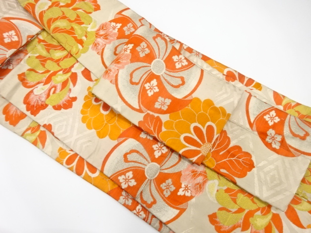 アンティーク 乱菊に菱重ね模様織り出し名古屋帯(材料)